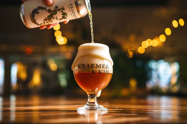 beer pouring into glass