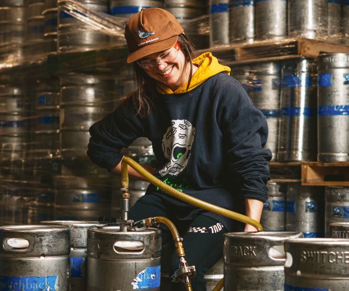 woman at brewery