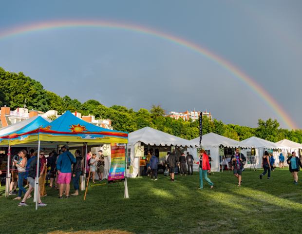 Rainbow over beer tents