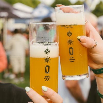 Cheersing glasses at the festival